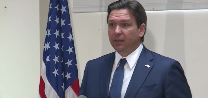 Florida Gov. Ron DeSantis speaks at a news conference at the Palm Beach Police Department on Feb. 29, 2024.jpg